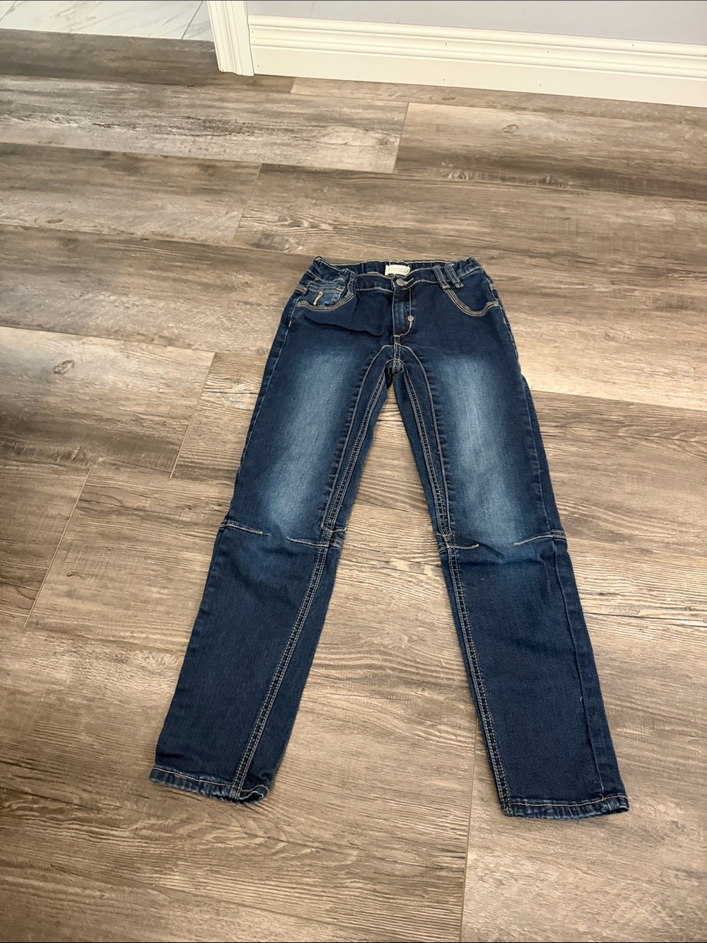 deux par deux Girls Dark Blue Denim Jeans with‎ Contrast Stitching